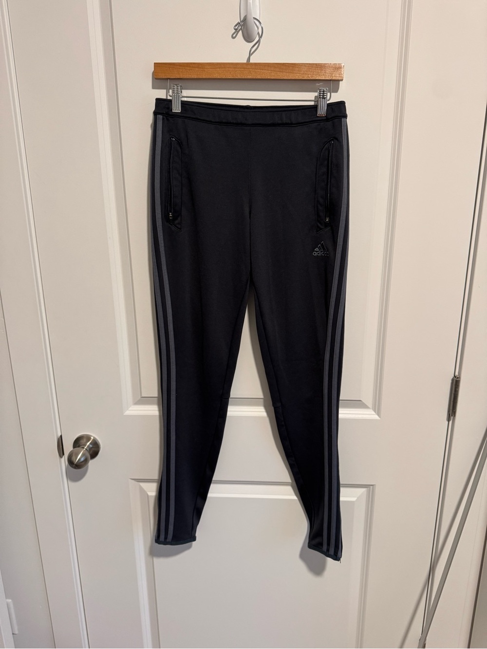 adidas Black Joggers with Gray Side Stripes